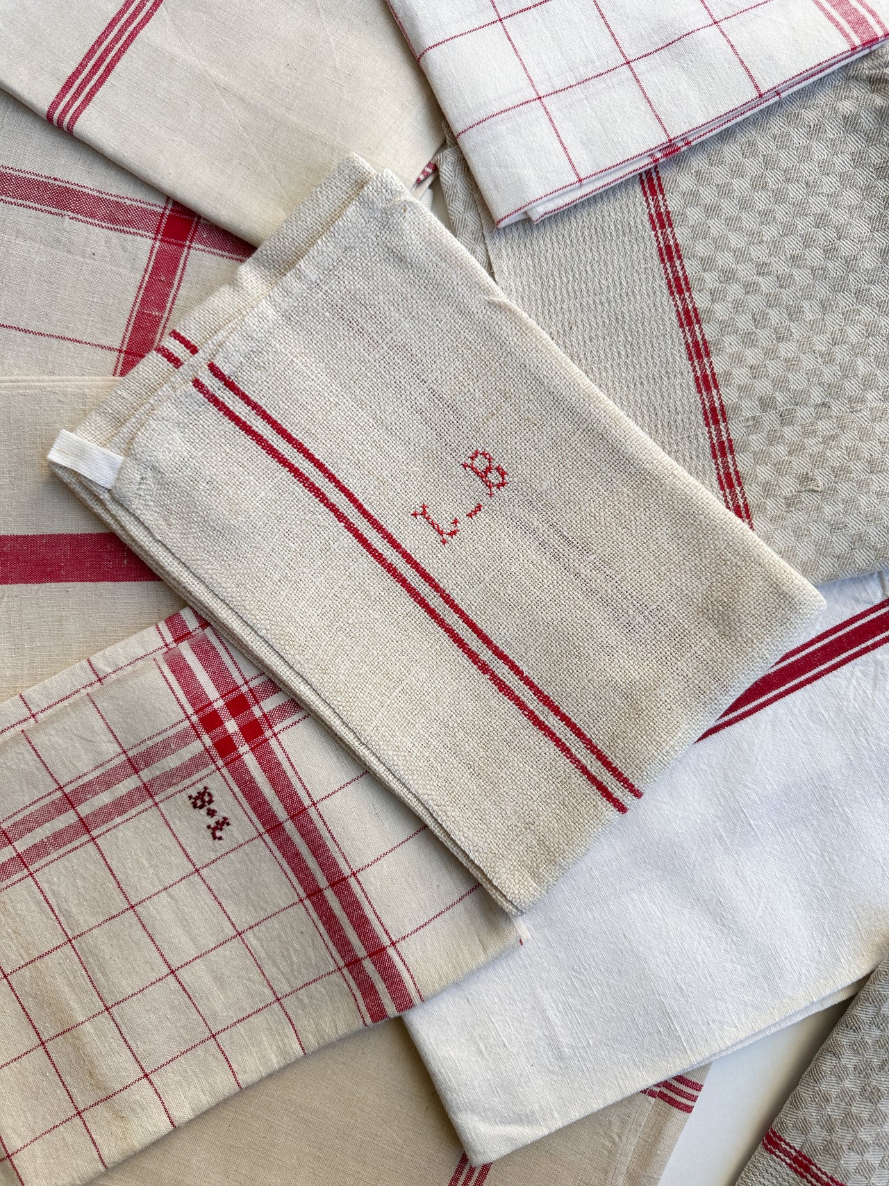 Vintage Tea Towel – Chalk White – Assorted Patterns