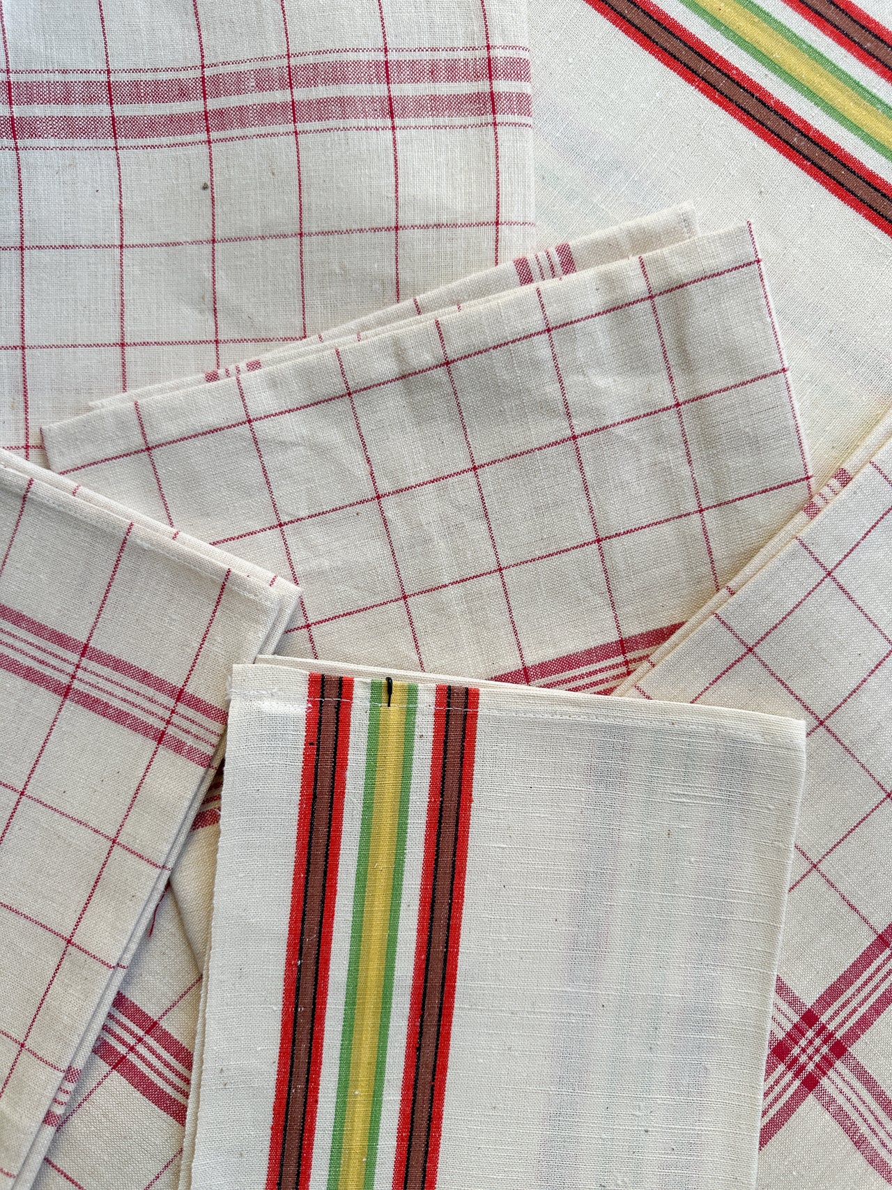 Vintage Striped Tea Towel – Natural – Assorted Patterns