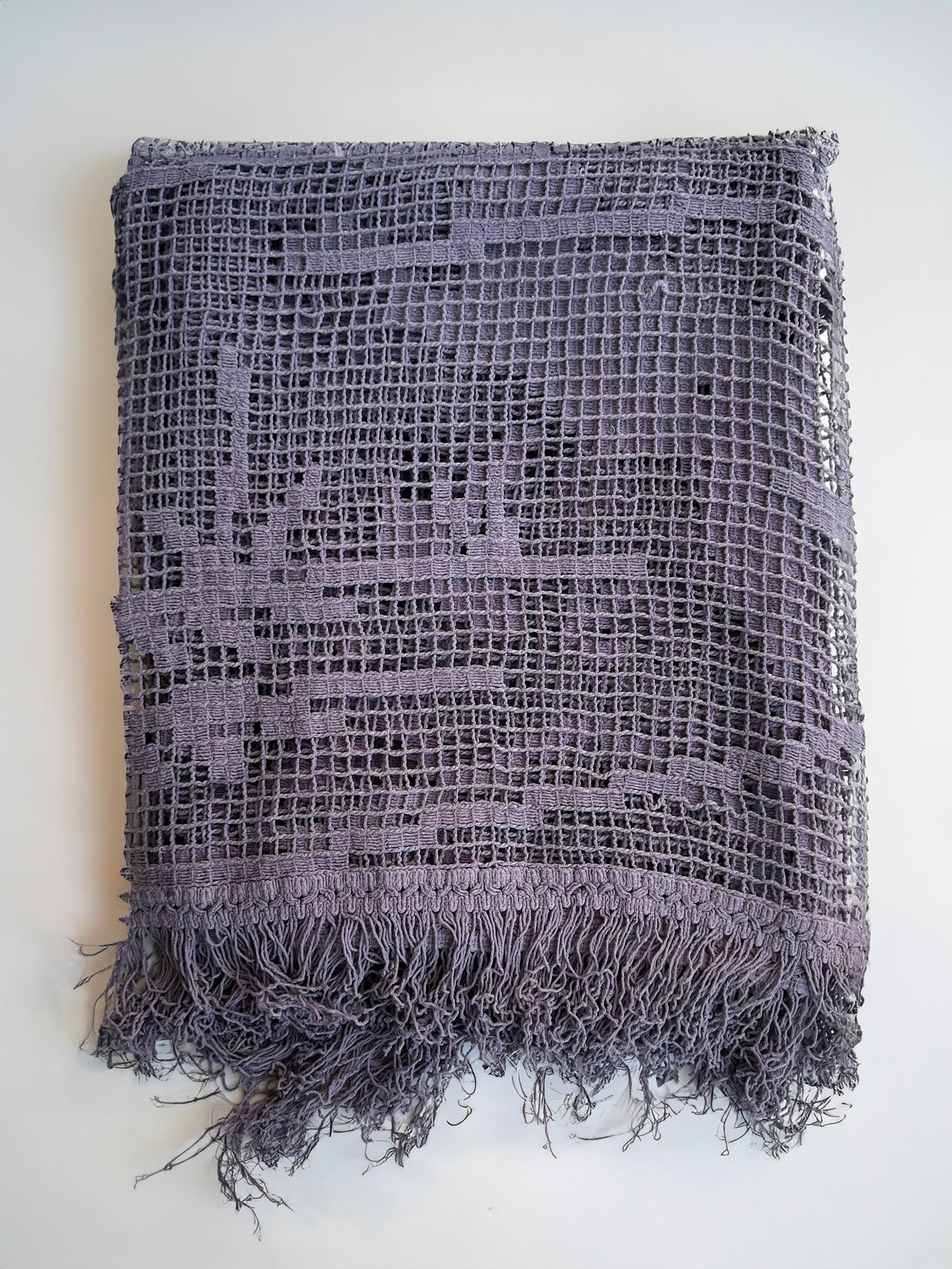 Dessus de lit vintage fait au fuseau- 160x200cm - 1920 - Lilas