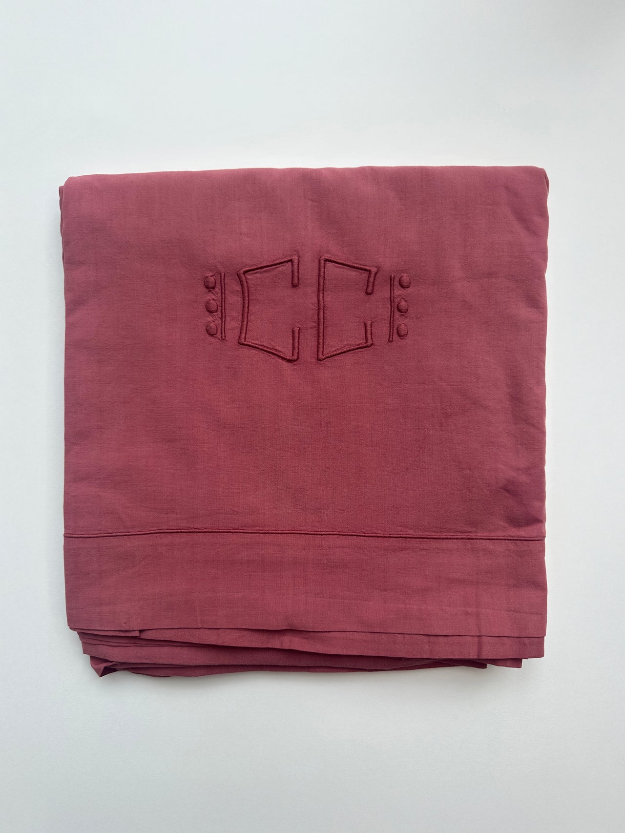 Drap ancien en Coton - monogramme CC - 230x300cm - Tomette