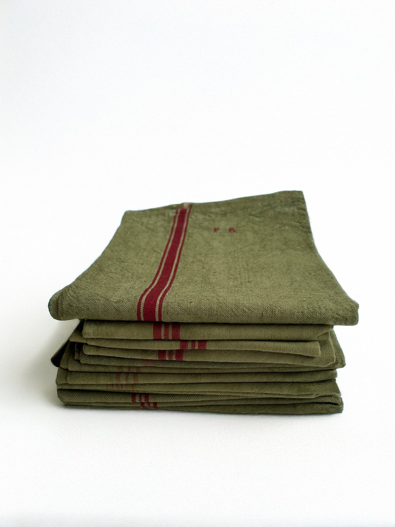 Vintage striped tea towel – Chartreuse – Assorted patterns