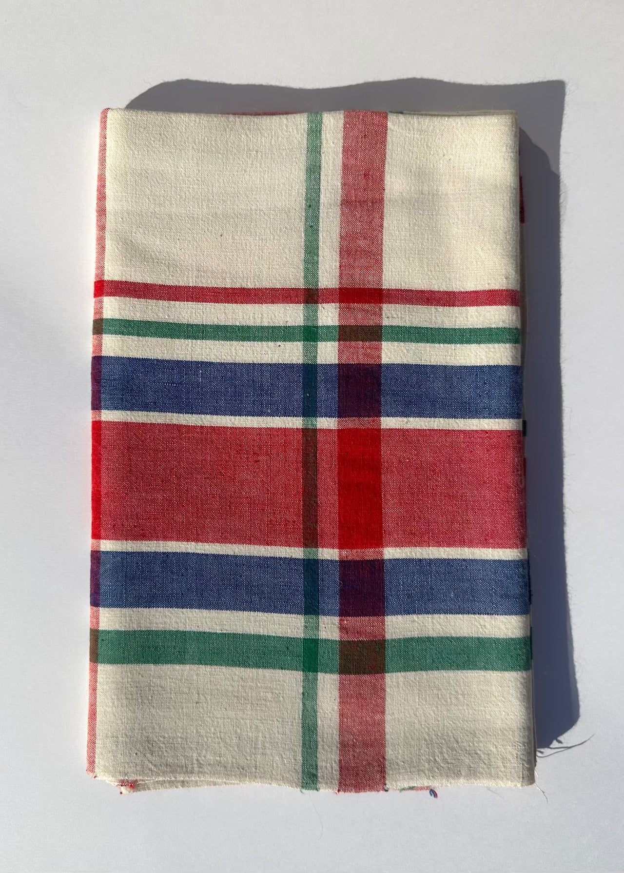 Linen Tablecloth - "Années 70" - 140x140 - Red green blue checks