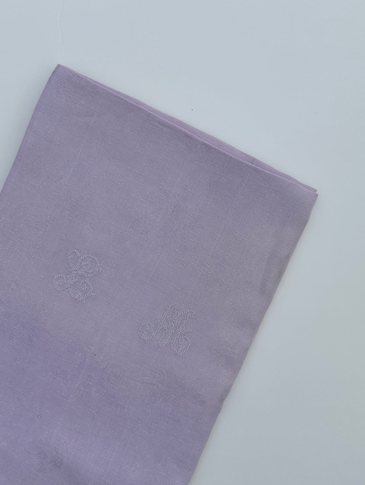 Antique damask tablecloth - Monogram LM - 150x220 cm - Lilac