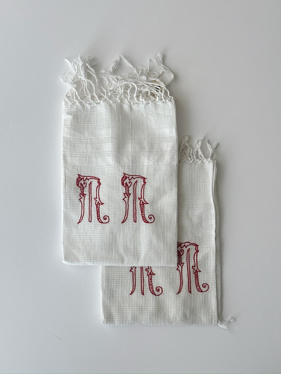 Vintage tea towel - monogram SD - absinthe