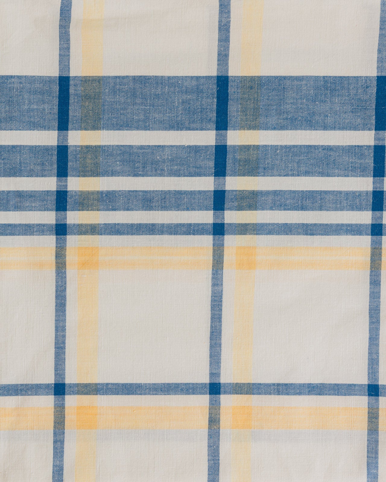 Nappe ancienne à carreaux bleus et jaunes - 130x130cm