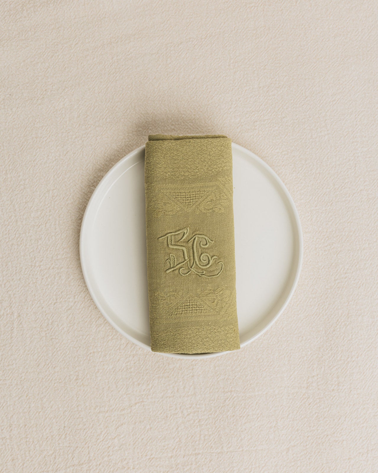 Set de 12 serviettes anciennes monogrammées “SC”