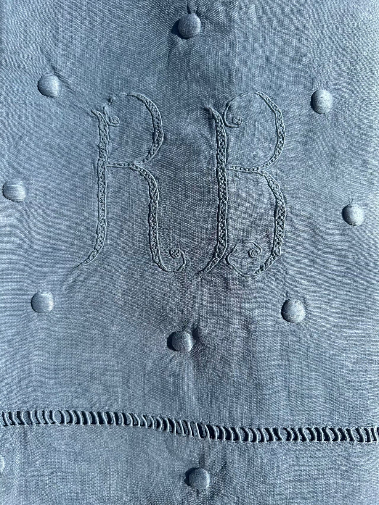 Antique Linen Sheet - RB monogram - 200x250cm - Gitane