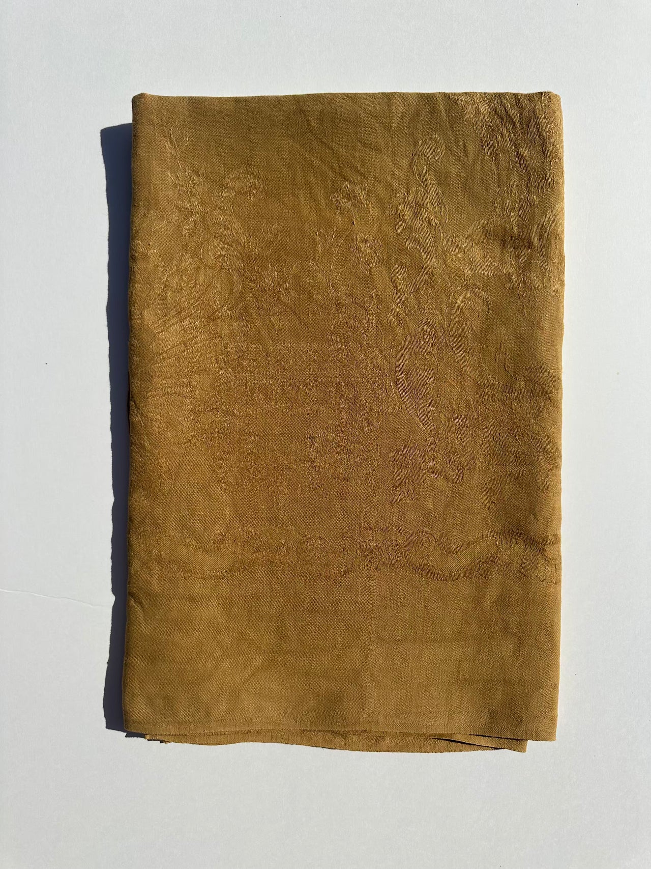 Antique damask tablecloth - 115x150 cm - Tabac