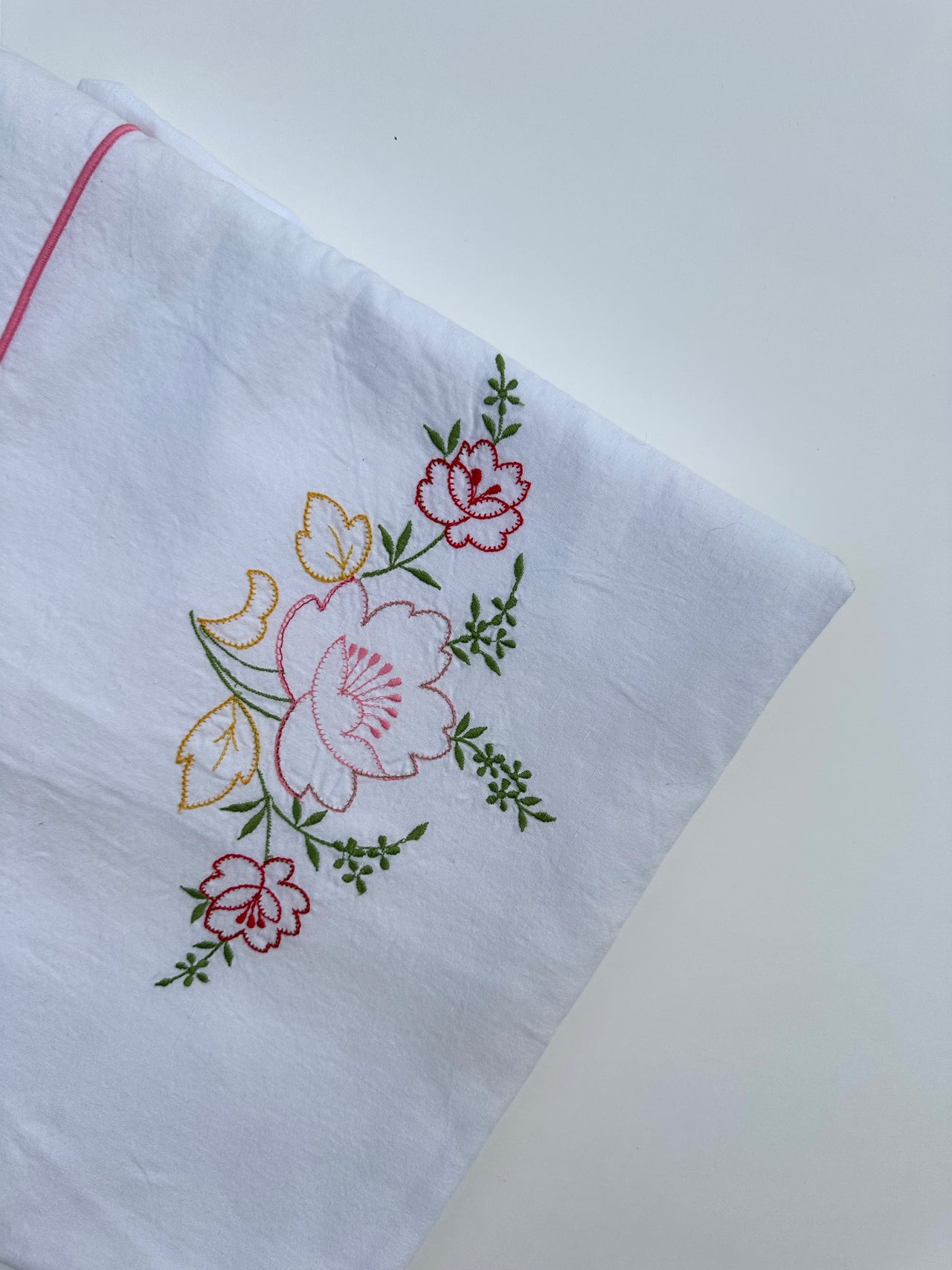 Antique hand-embroidered cotton sheet - 230x300cm