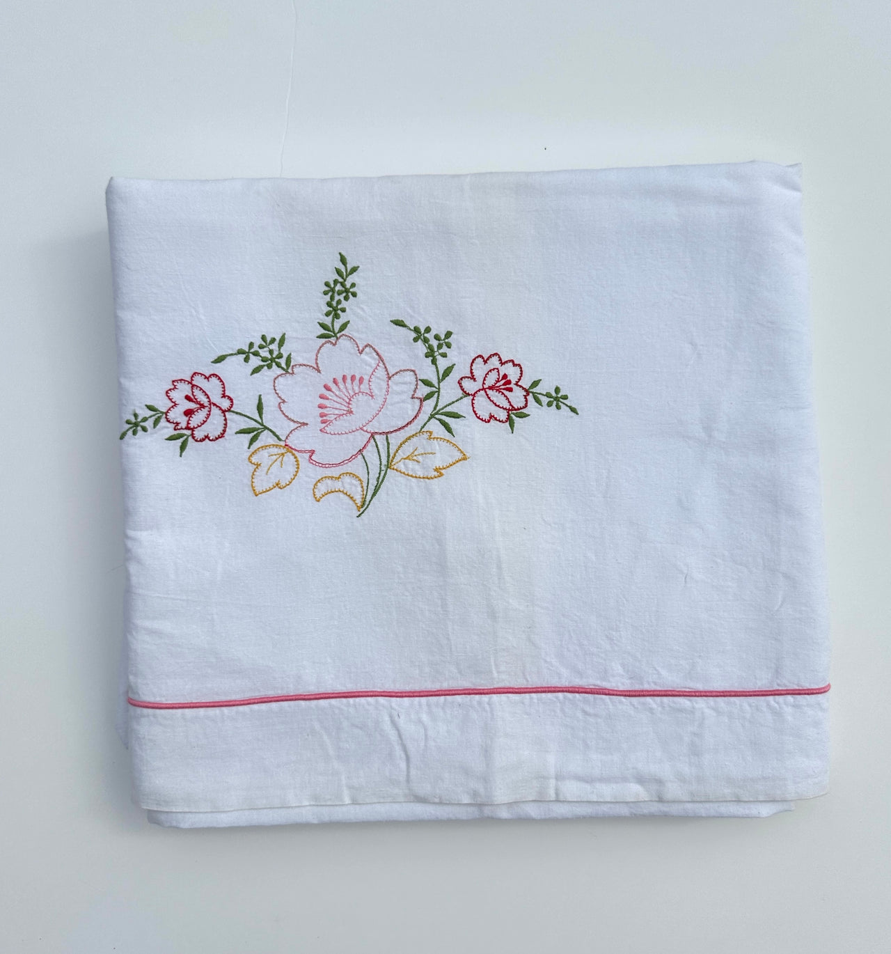 Antique hand-embroidered cotton sheet - 230x300cm