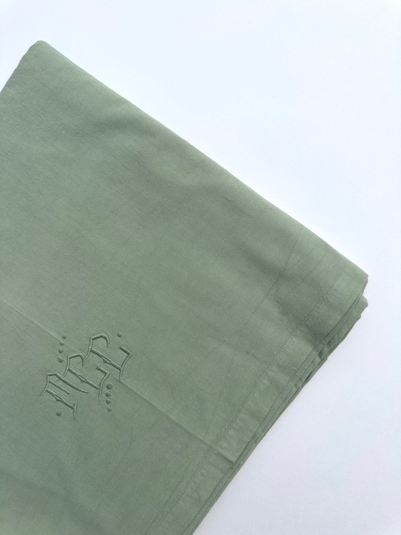 Antique Cotton Sheet - Monogrammed MCC - 180x280cm - Limewood