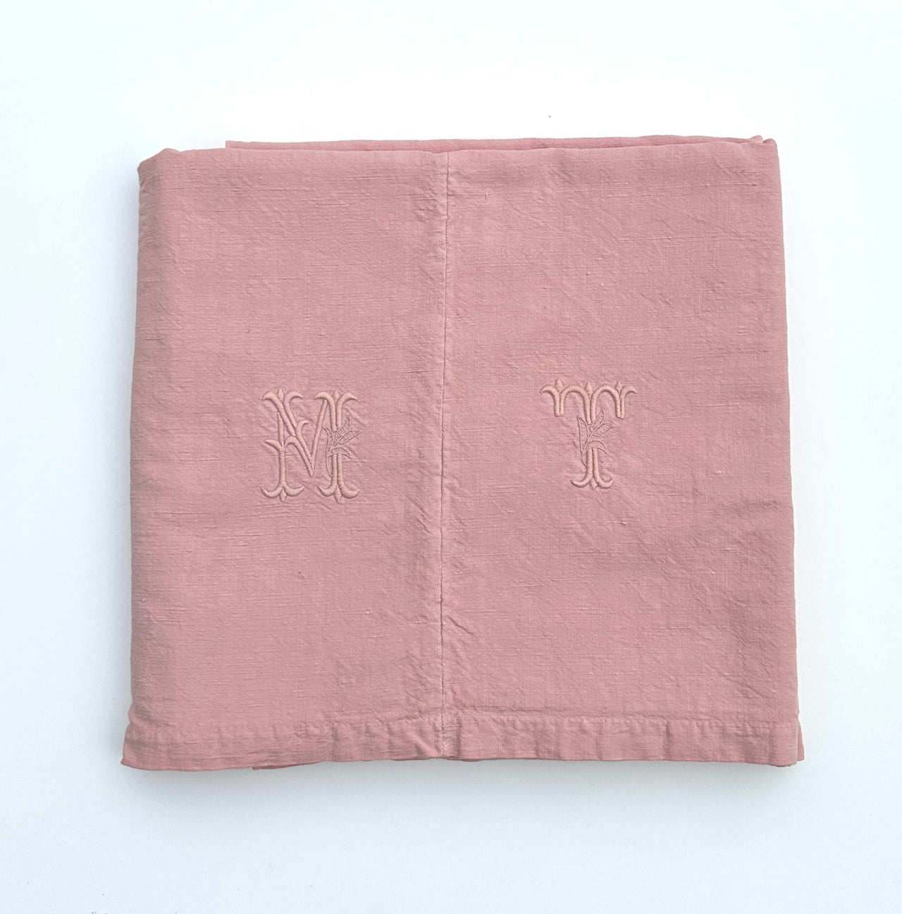 Antique hemp sheet - monogram MT - 200x300cm - Ballerina